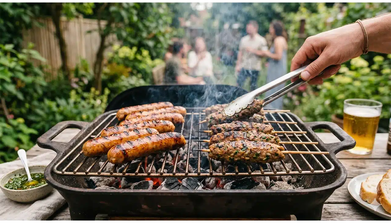 linguiça vegana e kafta vegana